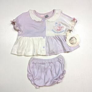Vintage Little Miracles Outfit Baby Girls Sz 3-6m Purple Casual Everyday 90s